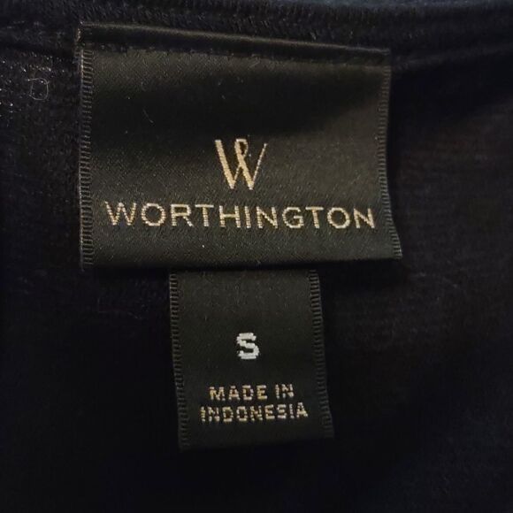 New Worthington, Size S, Brown Black‎ White Color block, Peplum Top Sleeveless - Picture 5 of 8